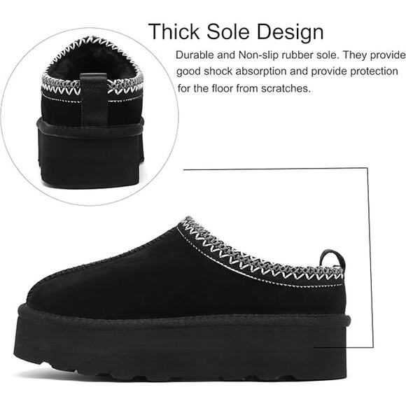 NWT SMajong Women Winter Snow Boots Home Slippers ,Black-8 - Picture 4 of 6